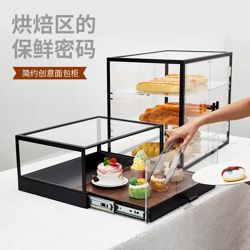 Bread display cabinet commercial acrylic clear glass pastry cold meal display cabinet cake commercial bread display stand