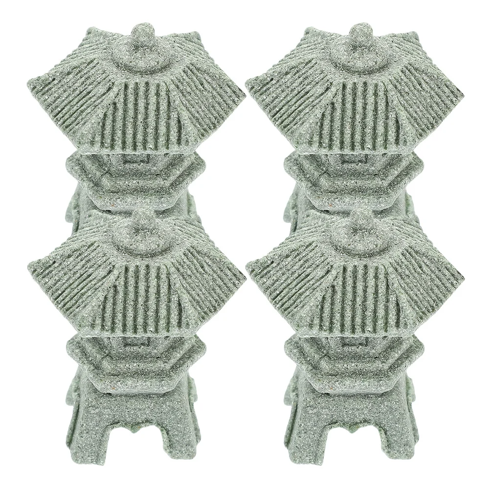 

4Pcs Mini Tower Lamp Statue Stone Pavilion Ornament for Garden Yard Balcony Decor Miniature Landscape Design Fadeless Pagoda