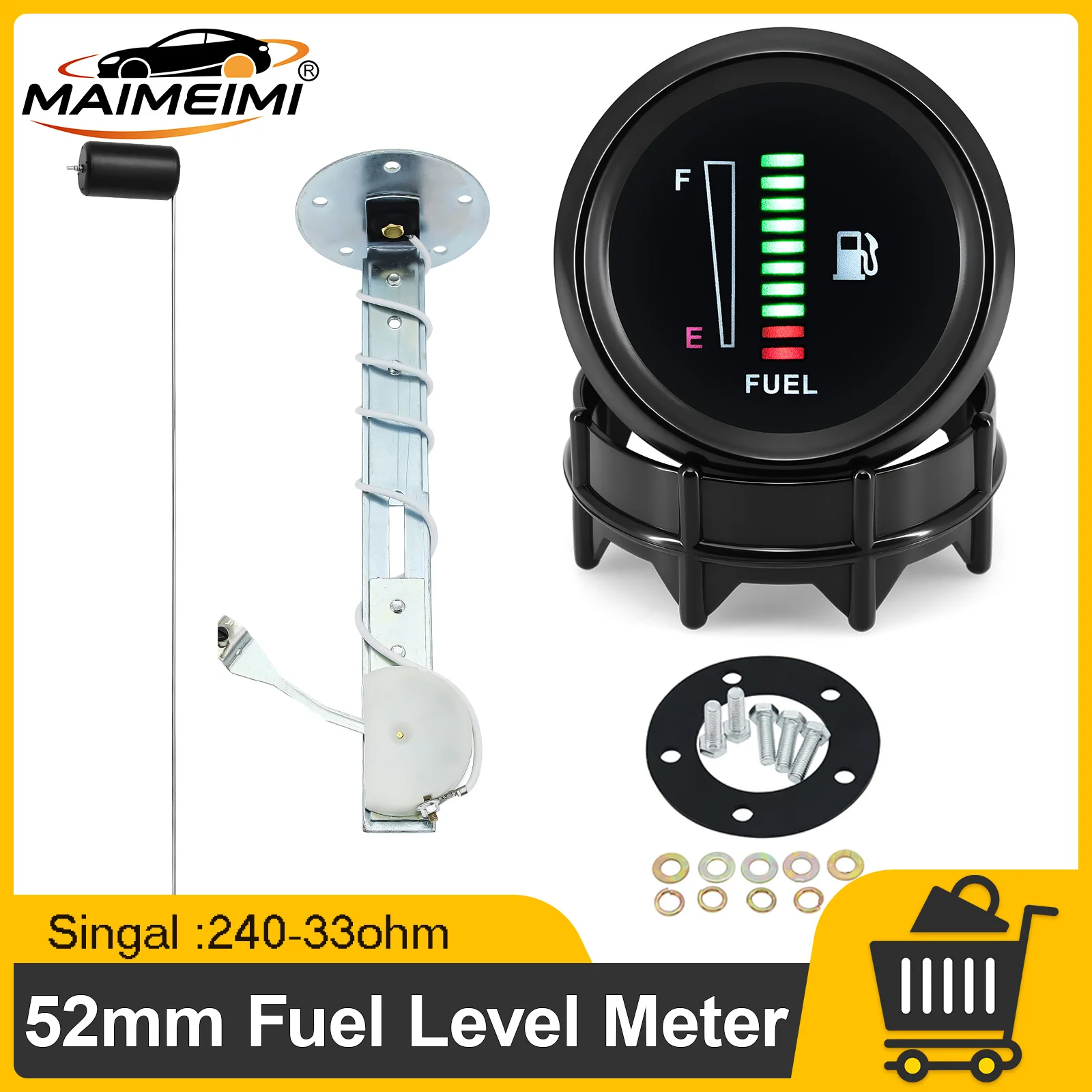 240-33Ω Fuel Float Sensor + Fuel Level Gauge (Option) with 10 LED Light Oil Tank Level Indicator for 12V Meter Car Accessories