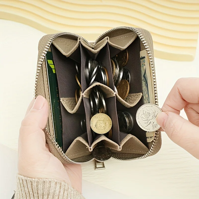 PU Leather Women Men Coin Purse Zipper Mini Wallets Simple Portable Multi-coin Slots Money Bag Card Holder Short Purse