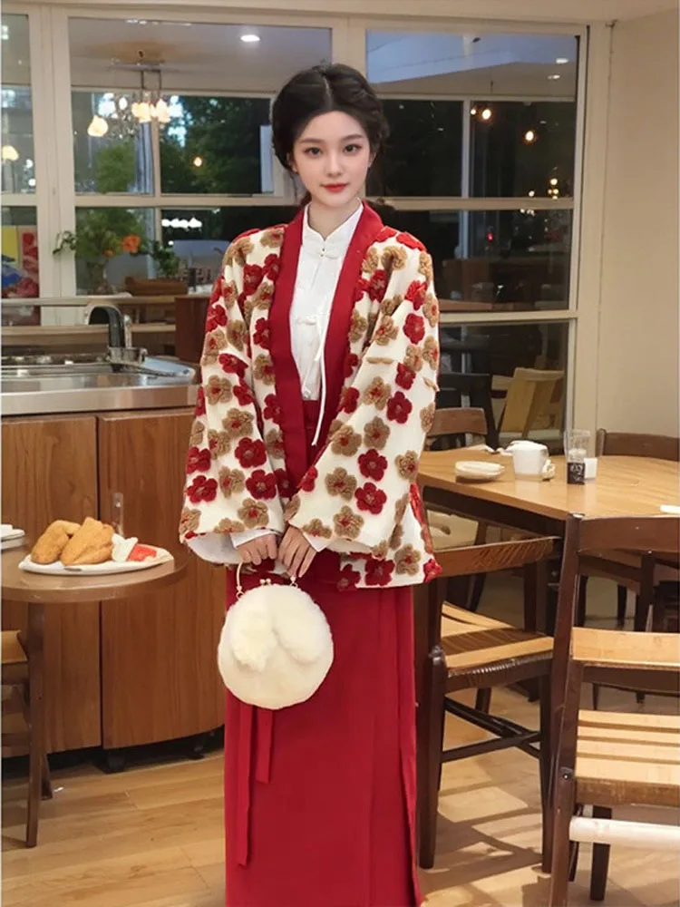 150Kg Plus Size Women's Bust 155 Winter Loose Jacket With Cotton New Chinese Style Flower Coat 5XL 6XL 7XL 8XL 9XL