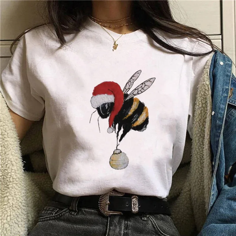 

Женская футболка с коротким рукавом с персонализированным принтом «Черный кот и пчела», повседневный белый топ, женская одежда, футболки с графикой, эстетичная одежда