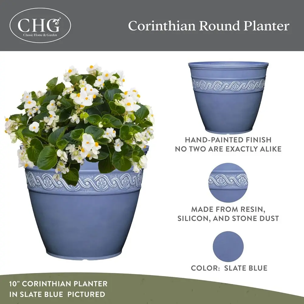 8 Blue Corinthian Style Resin Planter for Lower Pots