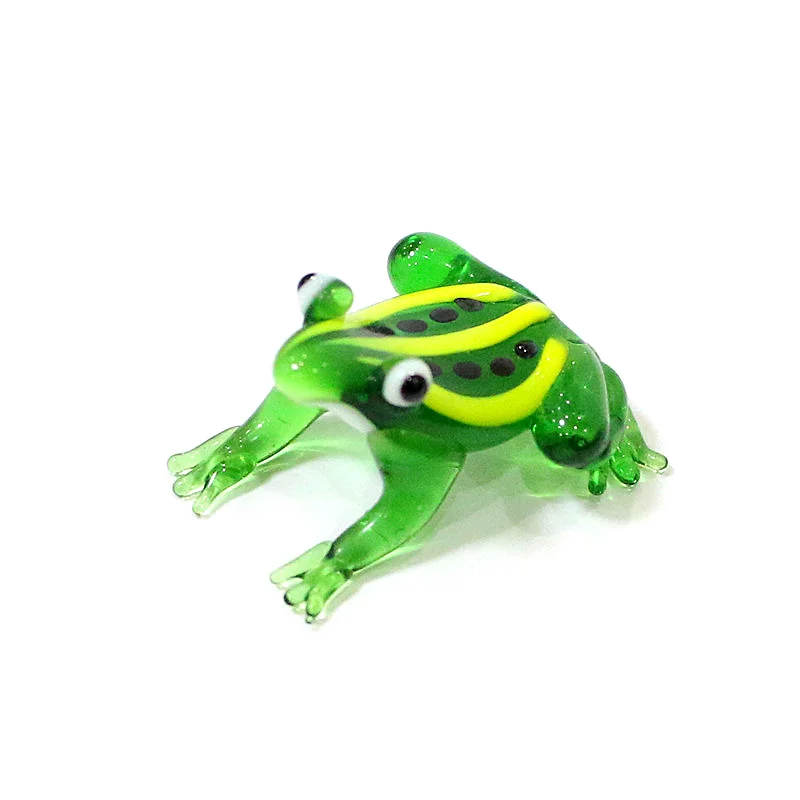 2 Stück Bunte Mini-Glas-Tierfiguren Niedliche Frosch-Miniatur-Statuen Ornamente für Zuhause Tischdekoration Feengarten Bonsai Deko-Zubehör – Detail 5