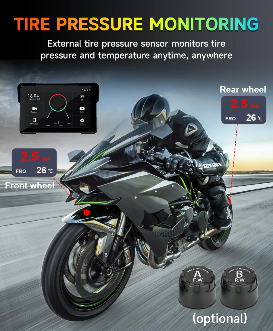 5/7 zoll IPX7 Wasserdichte Motorrad Tragbare Navigation GPS Motorrad Drahtlose Carplay Android Auto Moto Display Screen Monitor – Detail 17