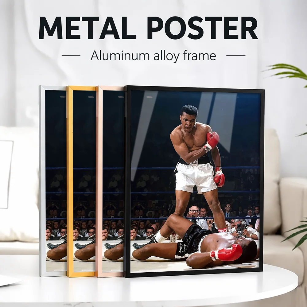 Muhammad Ali Knockout Framed Metal Print Customized Photo Powerful Champion Style Wall Art For Gym And Office Boxing Fan Gift