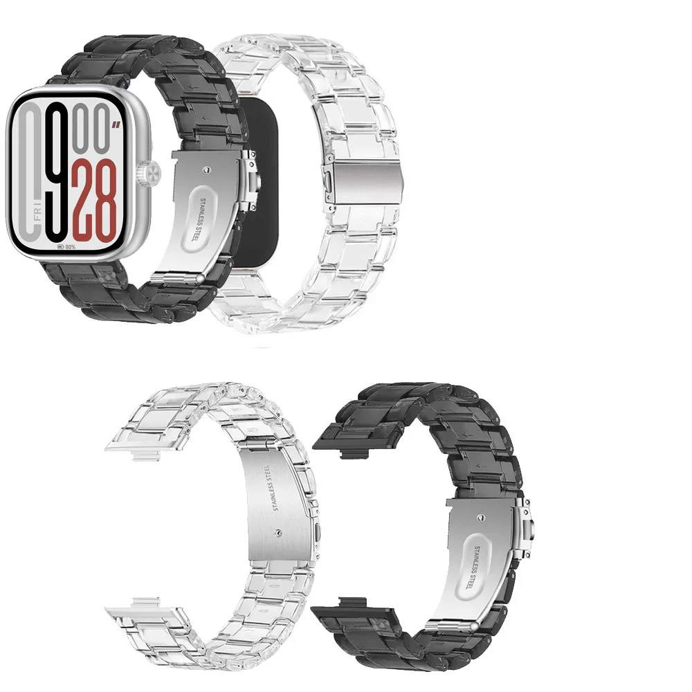 Transparent Resin Strap for Redmi Watch 6 5 4 / Xiaomi Band 8 9 Pro  Replacement Band Women Men Bracelet