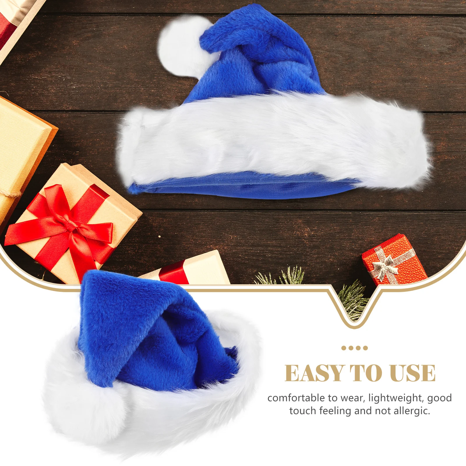 

2pcs Santa Hats Soft Christmas Hats Adult Xmas Hats Comfortable Christmas Hats