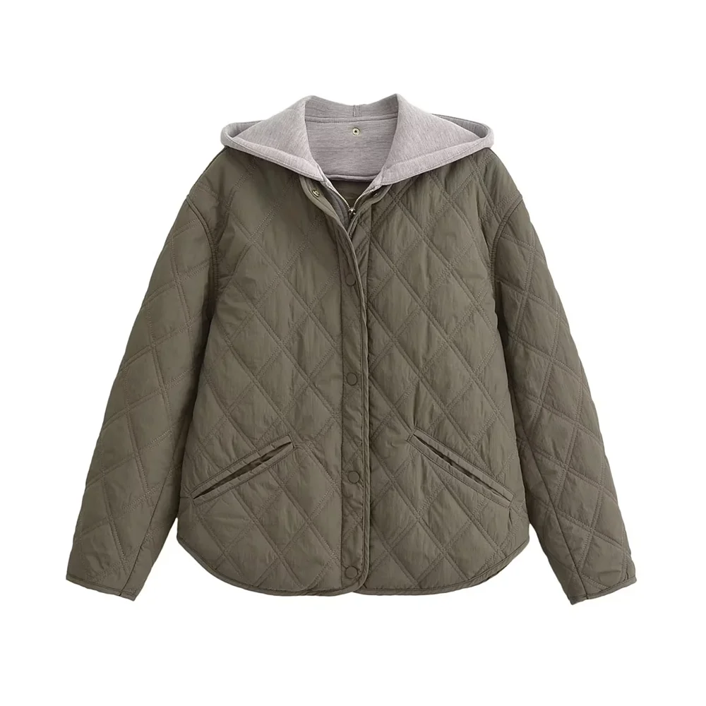 

PB&ZA autumn and winter new products women's loose hooded round neck long sleeved cotton jacket jacket jacket