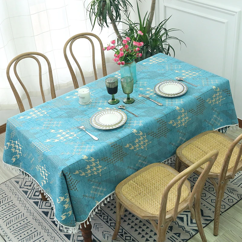 

TZ-0810-Q New Table Cloth Jacquard Thousand Bird Grid Square Tablecloth Sofa Tea Table Tablecloth