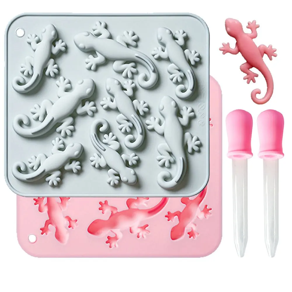 3pcs/set 8 Cavity Lizard Gecko Silicone Mold  DIY Tool Reptile Themed Scented Candle Plaster Resin Car Decor Handmade Souvenirs