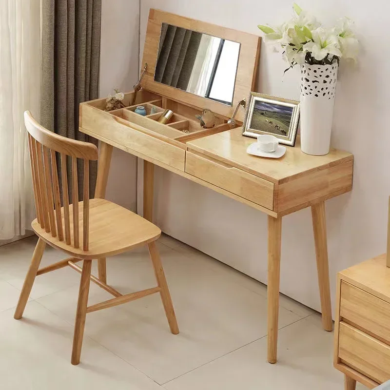 Drawer Container Dressing Solid Wood Table Makeup Table with Mirror Simple Multifunctional Desk Storage Bedroom Furniture New 