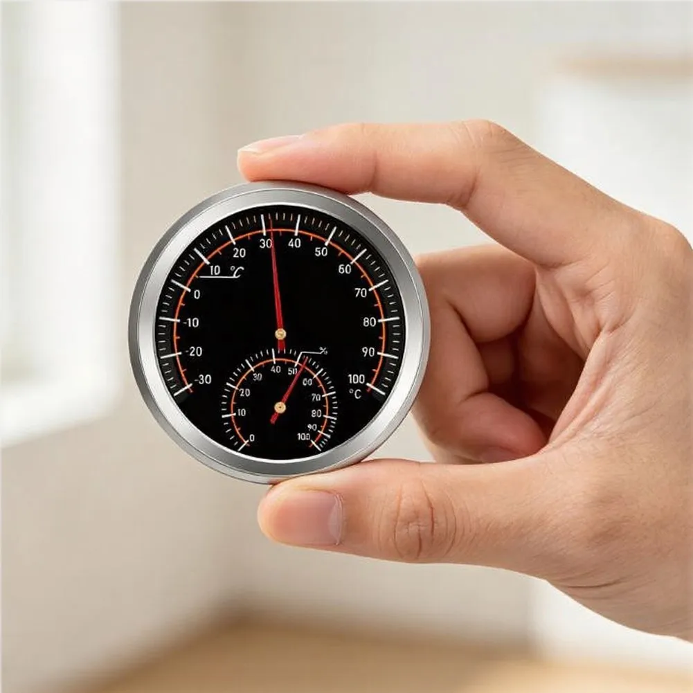 Measurement Tool Car Thermometer 6.7 Cm Diameter Hygrometer For Cars, Indoor Use Ranging From -30°C To 100°C Car Interior