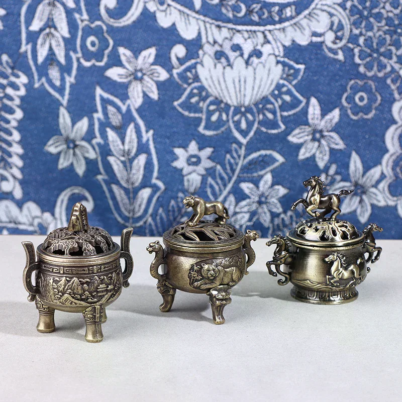 NEW Alloy Lucky Incense Burner Bowl Incense Holder With Handle Yoga Meditation Home Office Decor Ancient Style For Relaxation