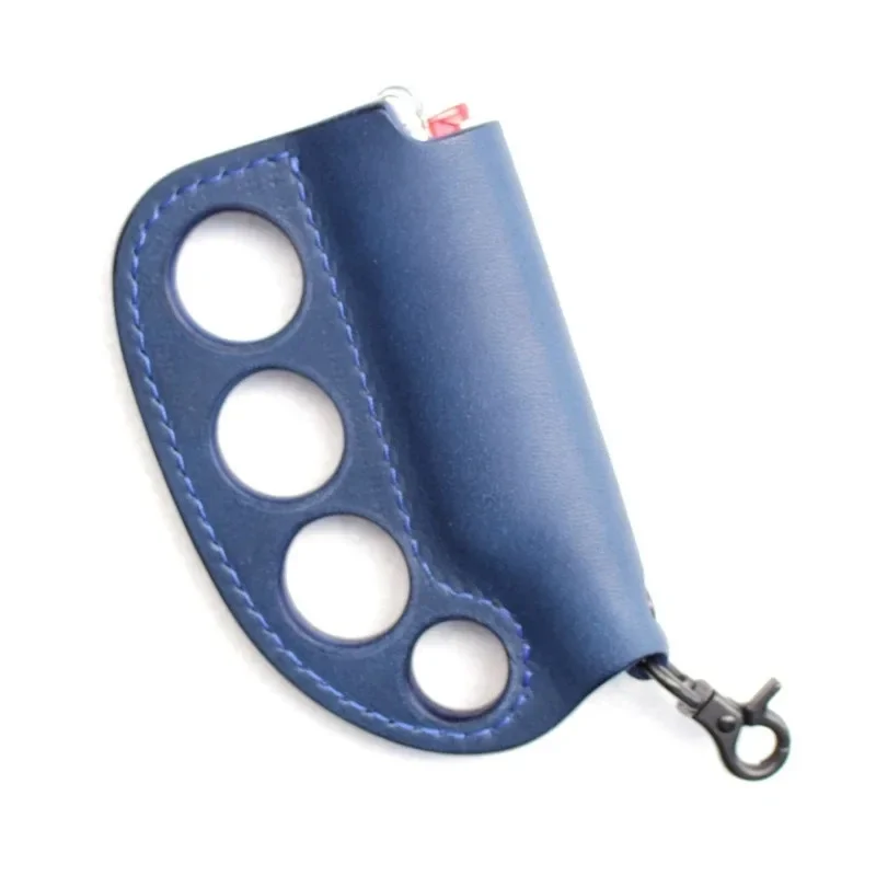 PU/Cowhide Leather Outdoor Camping Self-defense Lighter Storage Leather Case, Portable Multi-purpose Fighting Keychain