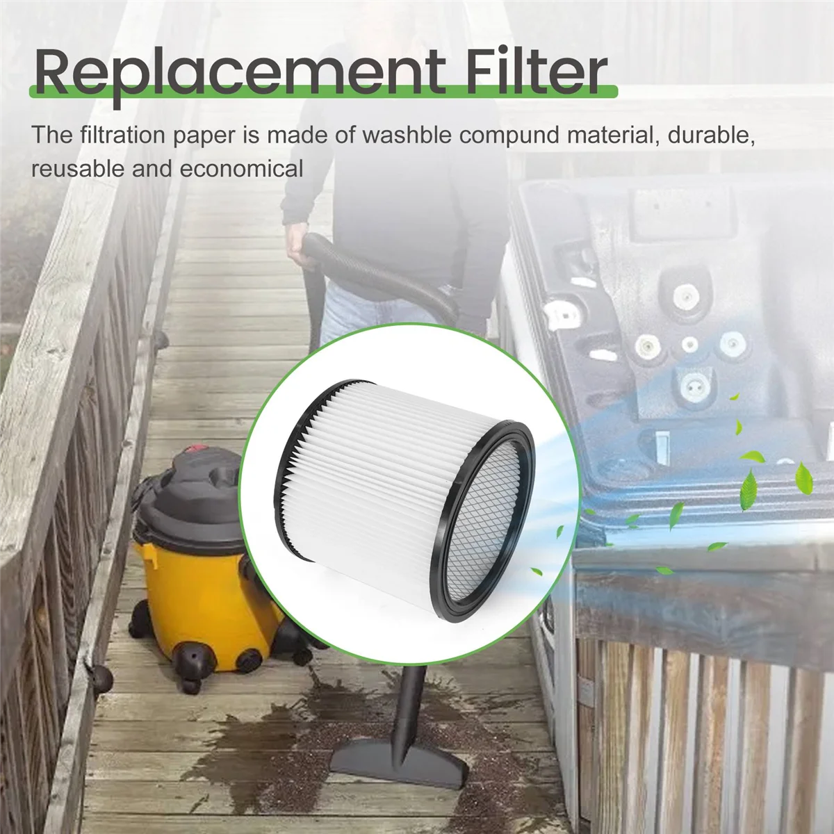 فلتر بديل لمرشحات Shop Vac 90304 90333 90350 يناسب معظم المكنسة الكهربائية الرطبة/الجافة من Shop-Vac سعة 5 جالون وما فوق الساخن