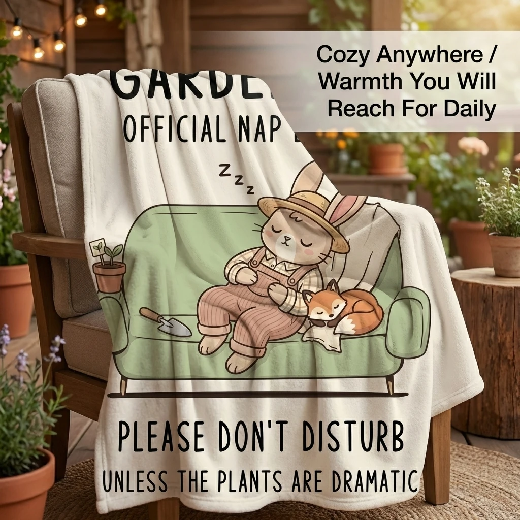 Gardener Don't Disturb Quote Flannel Throw Blanket, Humorous 