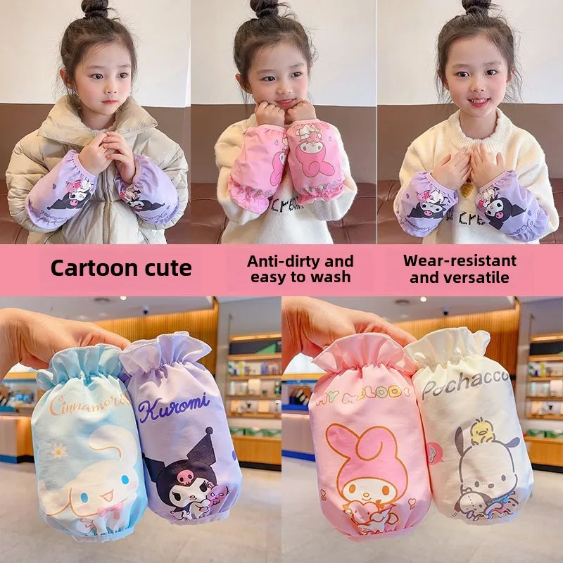 Sanrios children's waterproof sleeves cartoon Kuromi girl school down jacket anti fouling sleeves autumn and winter cute sleeves