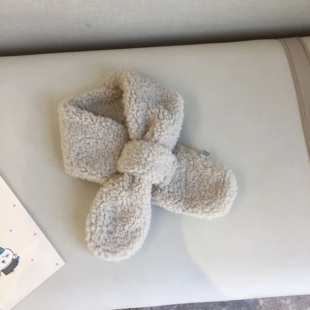 Bufanda de invierno cálida a la moda para niños, bufanda de lana de cordero suave de felpa, chal grueso bonito para niños y niñas