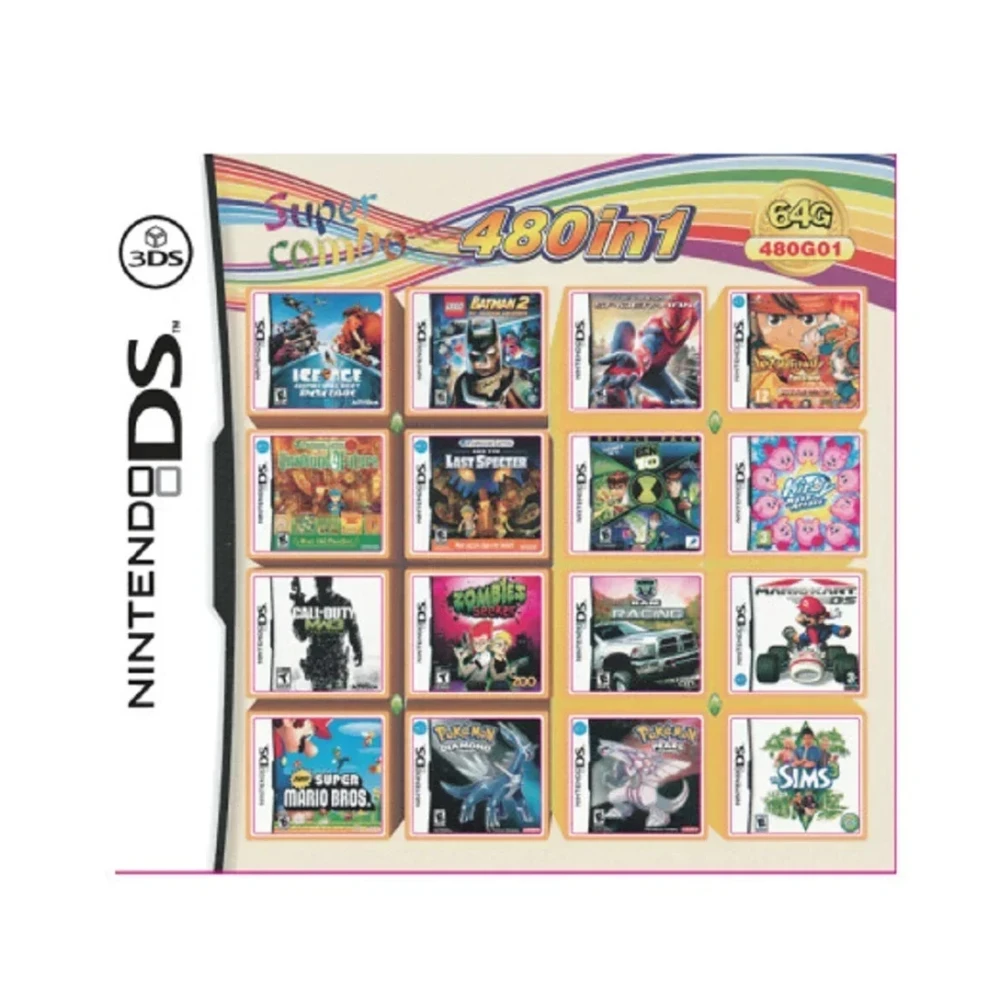 All-in-One DS-Spielkassette 4300/520/500/486/482 in 1 Super Combo DS-Spielkarte Englische Version für DS Lite DSi 2DS 3DS New 3DS