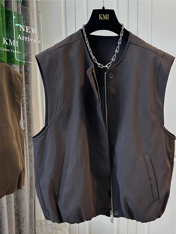 Gilet Elegante da Donna di Alta Gamma, Capospalla alla Moda per Primavera, Autunno e Inverno, Nuova Collezione, Stile Elegante da Ufficio con Cerniera...