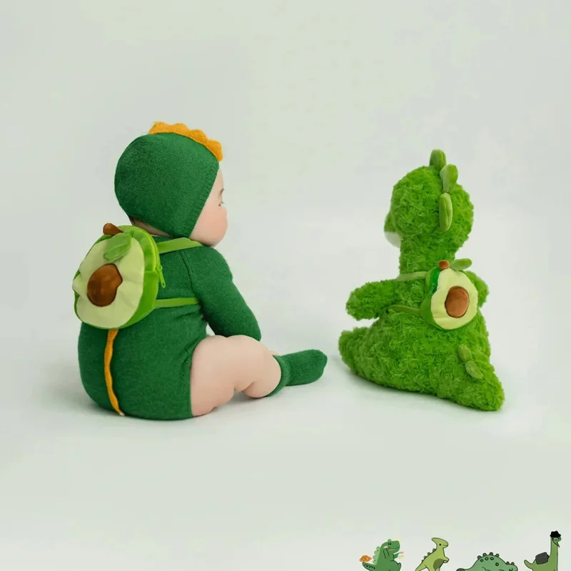 1 Year Old Baby Boy Photography Outfits Knitted Green Dinosaur Hat+Jumpsuits Cool Dinosaur Theme Set Studio Shooting Accessories