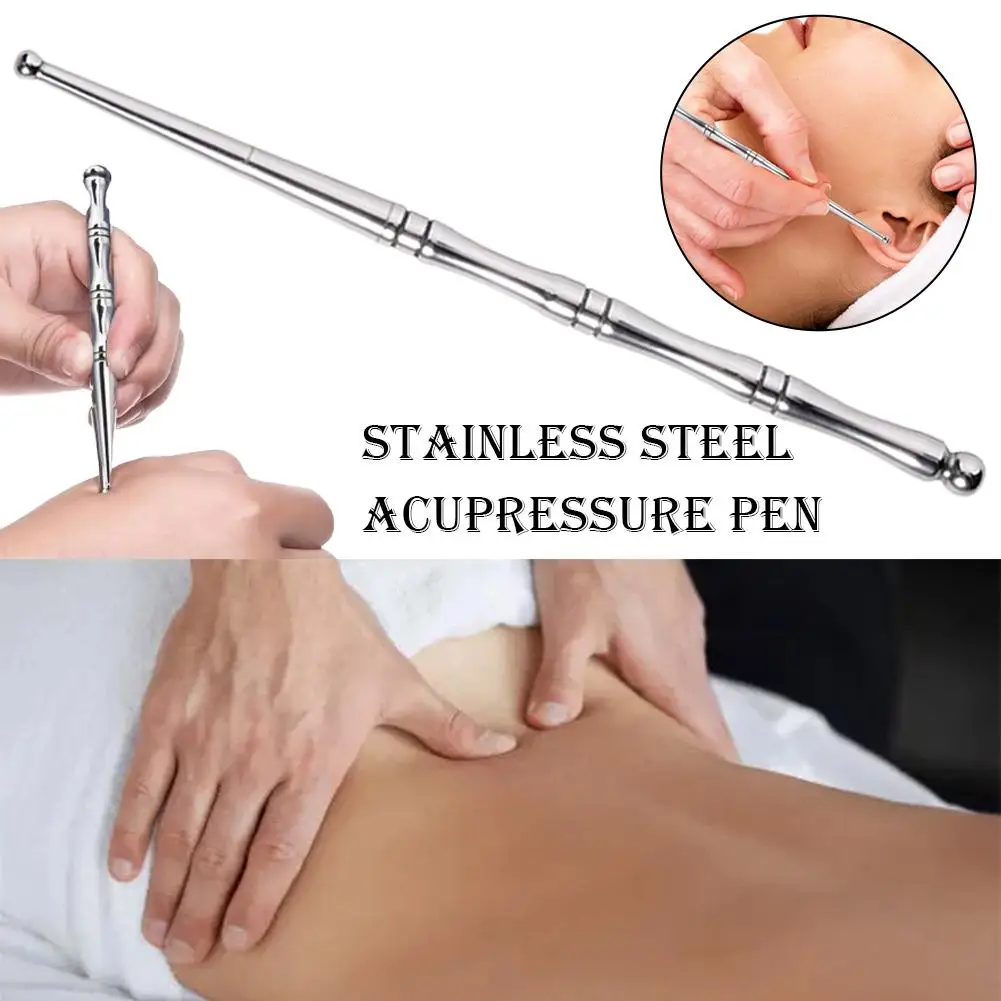 Stainless Steel Acupressure Pen, 4mm/5mm Heads Anti-Slip Grip, Face/Body Meridian Stimulation Massage Stick Tool For Relaxa N1K7