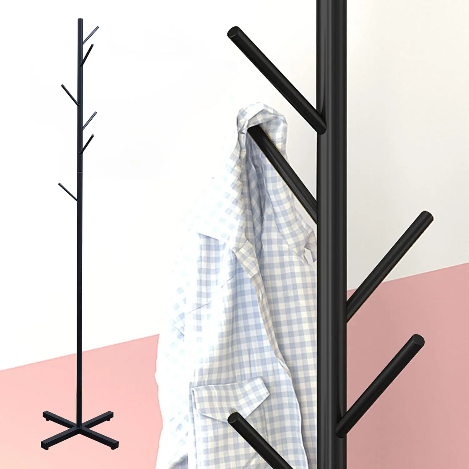 

Metal Coat Rack with 7 Hooks Free Standing Hall Coat Tree in Corner Hat Hanger Stand Coat Racks Stand Porch Entryway Organizer