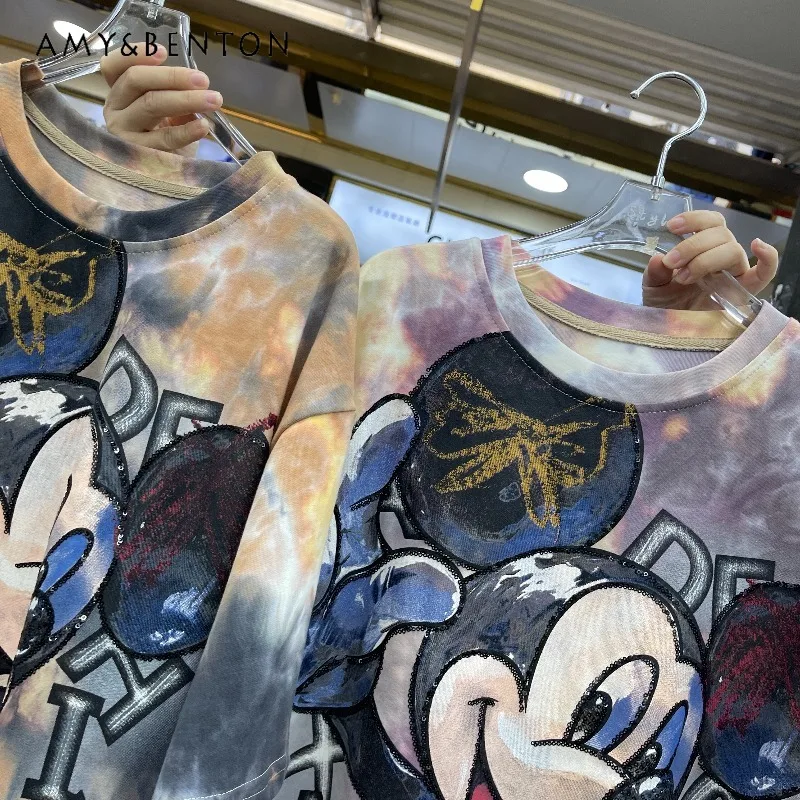 

Women's Short Sleeves kawaii Clothes Autumn Loose Beautiful Y2k Top Tees Heavy Industry Kawaii Cute Cartoon Short Sleeves Tshirt