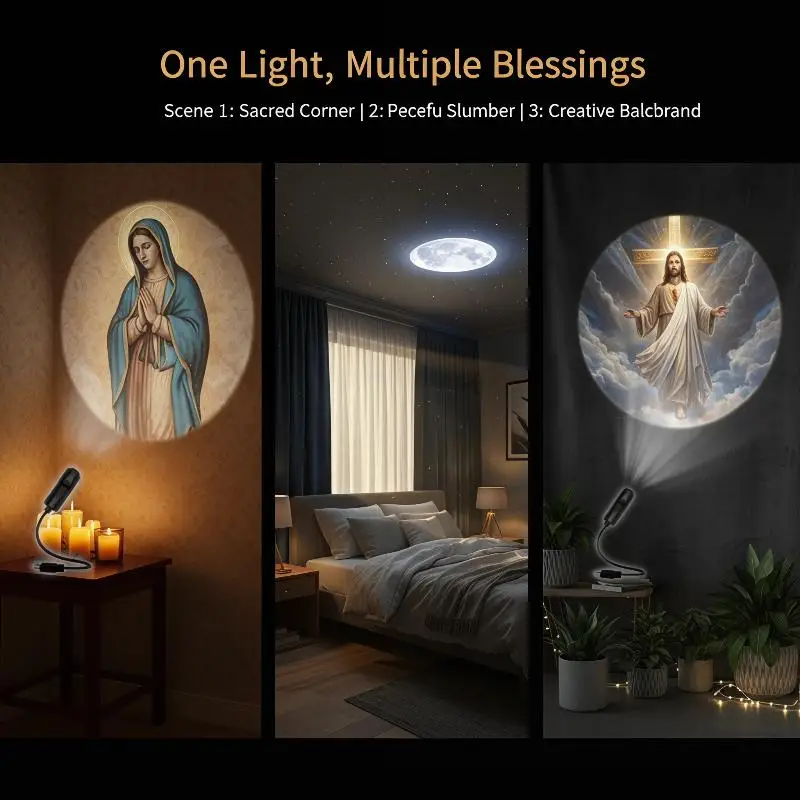 Religious Character Image Themed USB Projection Light With Twelve Patterns Perfect For Room Ceiling Background Decoration