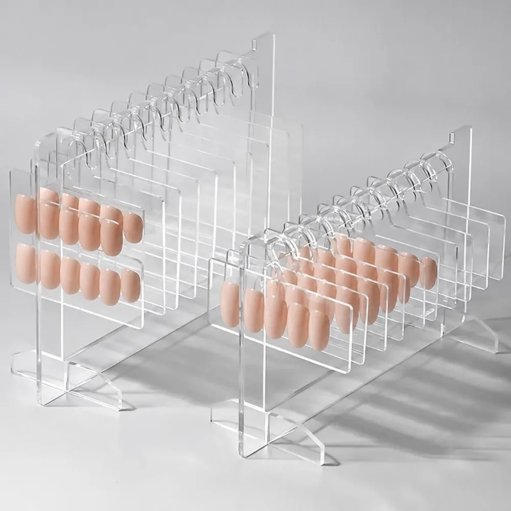 Transparent Acrylic Nail Art Display Rack Hook Multi-Purpose Nail Storage Stand Desktop Mounted Dustproof Nail Art Display Board
