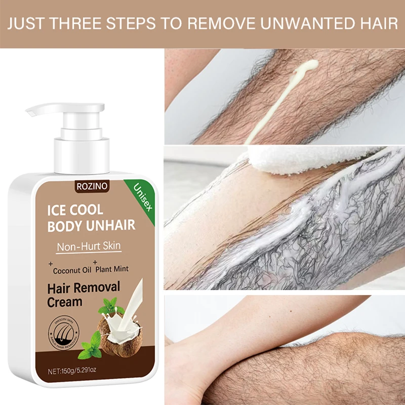 ROZINO Coconut Oil Hair Removal Cream has a fine and smooth texture, making it easy to apply. Contains coconut oil, gently cares for the skin, and feels comfortable to use. Suitable for use on multiple parts of the body, easy to operate, and a practical item for daily care.