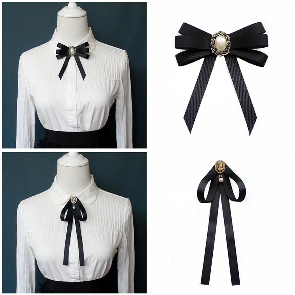 البنك قميص ملحق الشريط الشريط التعادل تقليد اللؤلؤ للمدرسة زي موحد ربطات العنق JK ربطة القوس فيونكة الشريط دبابيس Cravat #2