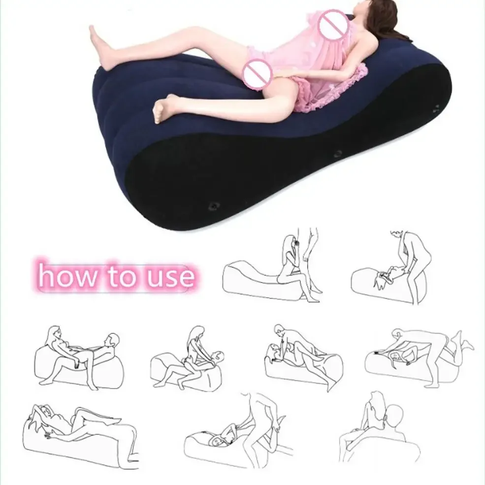 

Sex Furniture Inflatable Sofa Air Filled Bed “S” Shape Couple Sexual Postures Flocking High Elastic Shock Tools Of Sexy