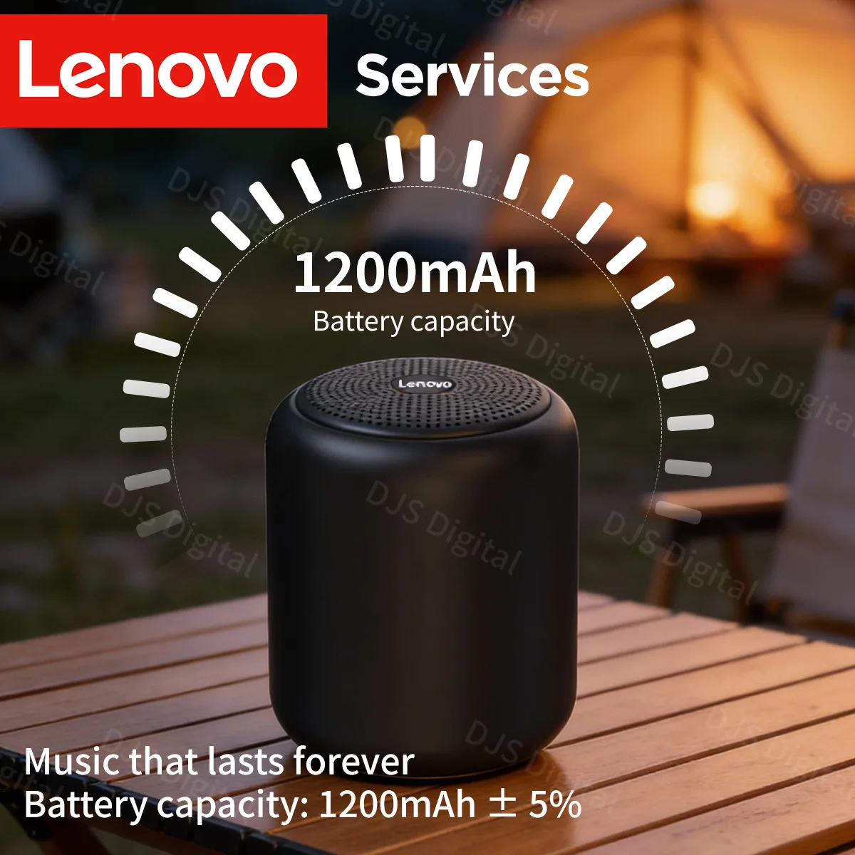 Lenovo Portable Bluetooth 5.4 Speaker, 1200mAh Battery Compact Subwoofer, IPX4 Waterproof 360° Surround Sound for Outdoor & Home
