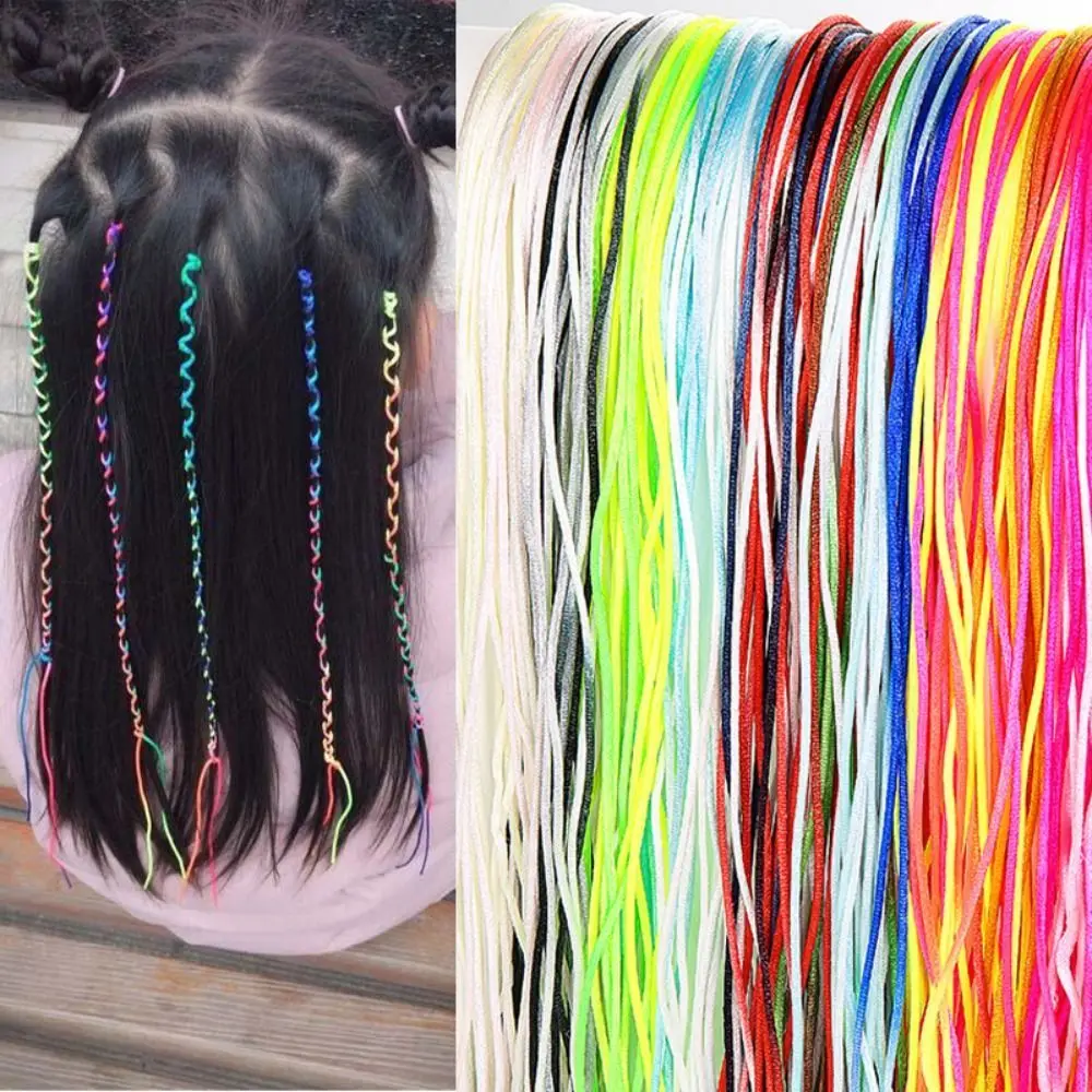 10PCS 1M Mix Colorful Braided Hair Rope Dirty Braid Long Braiding Hair Strings Rope Strands DIY Girl DIY Ponytail