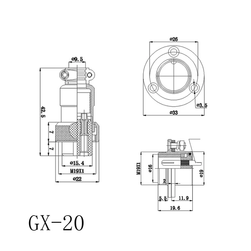 1Pcs 2,3,4,5,6,7,8 9 Pin GX20 Male Female Aviation Connector Wire Panel Socket Plug  Microphone Mic Adapter Lip Cap