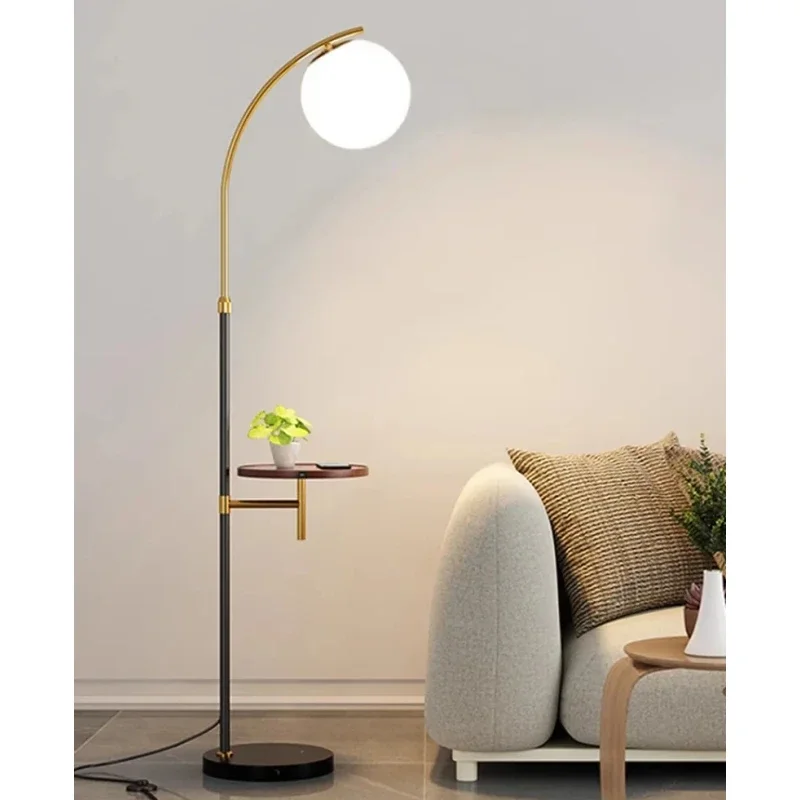 luzes de pe de carregamento sem fio lampadas de piso led bola de vidro mesa de madeira sala de estar sofa lado quarto cabeceira 01