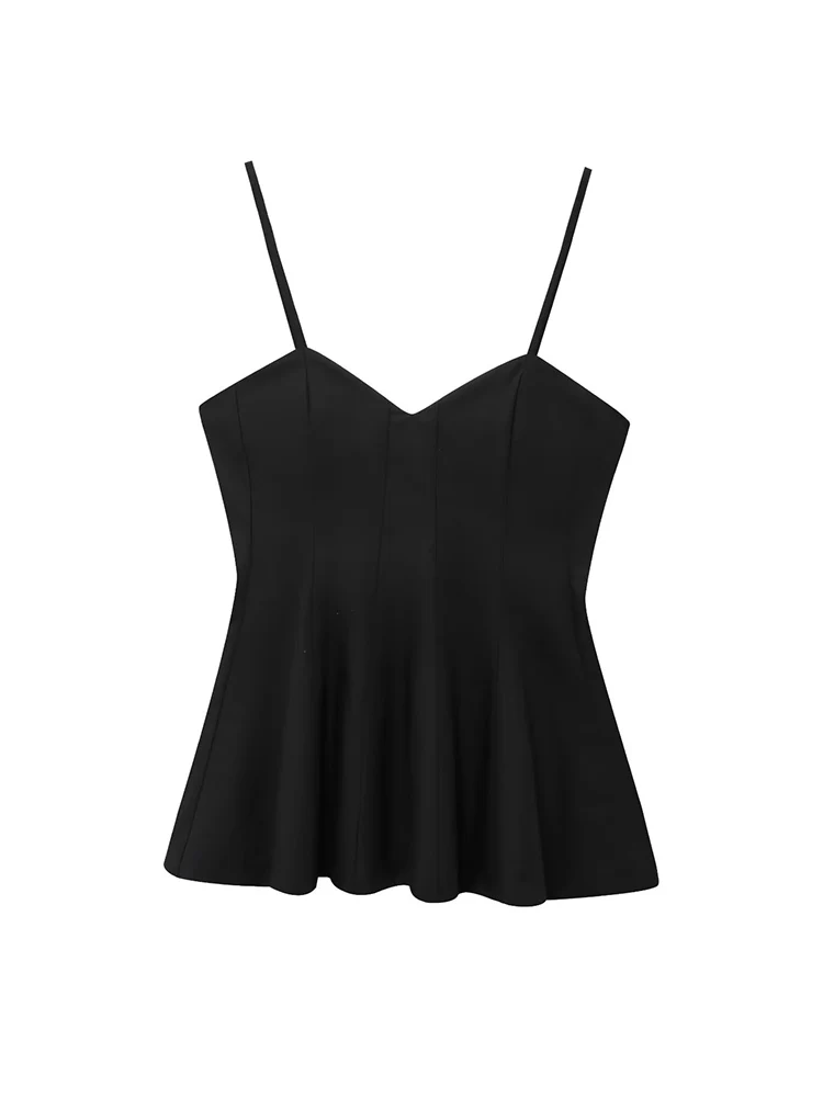 

TFMLN Women Summer Sling Top Solid Sleeveless V Neck A- line Hem Sling Tops Vintage Simple Casual Style 2025 New Vest Tops