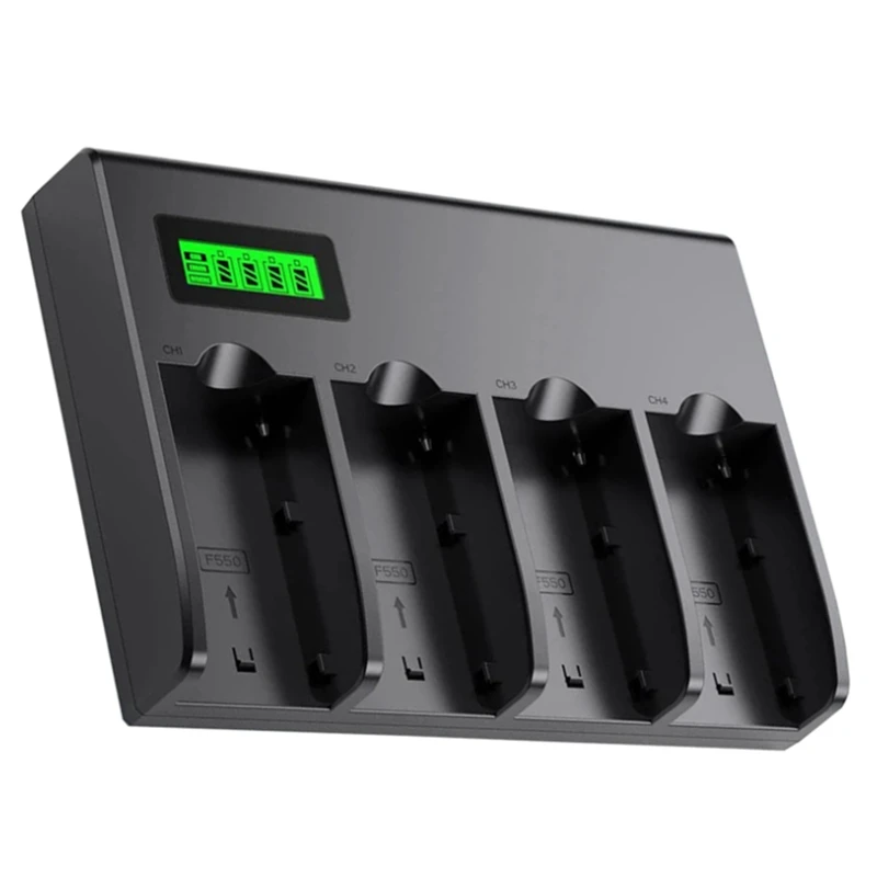 

4-Channel Battery Charger With LCD Display For Sony NP-F970, NP-F960, NP-F770, NP-F750, NP-F570 Camera Battery