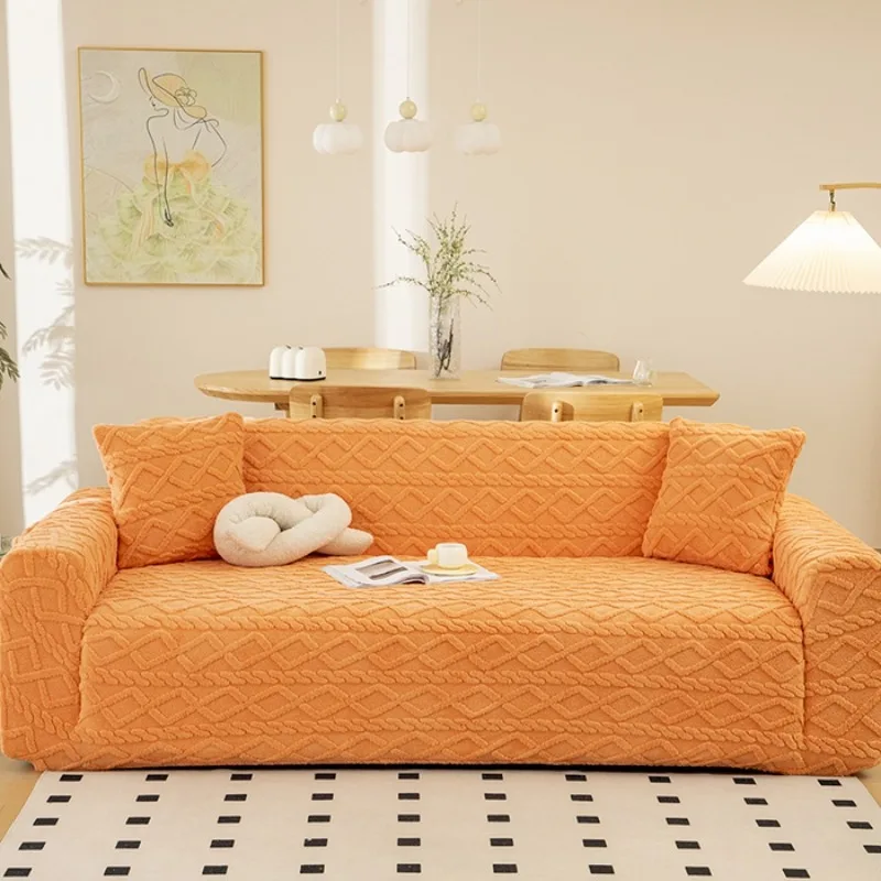 Thick Velvet Plush Sofa Cover for Living Room 1/2/3/4 Seater Elastic L Shaped Corner Armchair Sofa Slipcover Furniture Protector