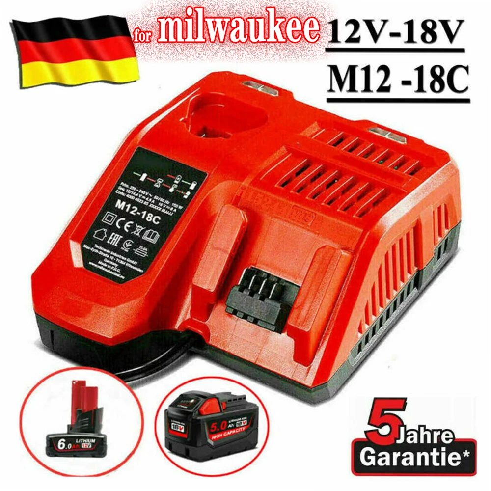 12V ~ 18V oryginalna ładowarka dla Milwaukee M18 Akku M18B6 M12 M14 XC akumulator litowo-jonowy 1860 48-11-1852