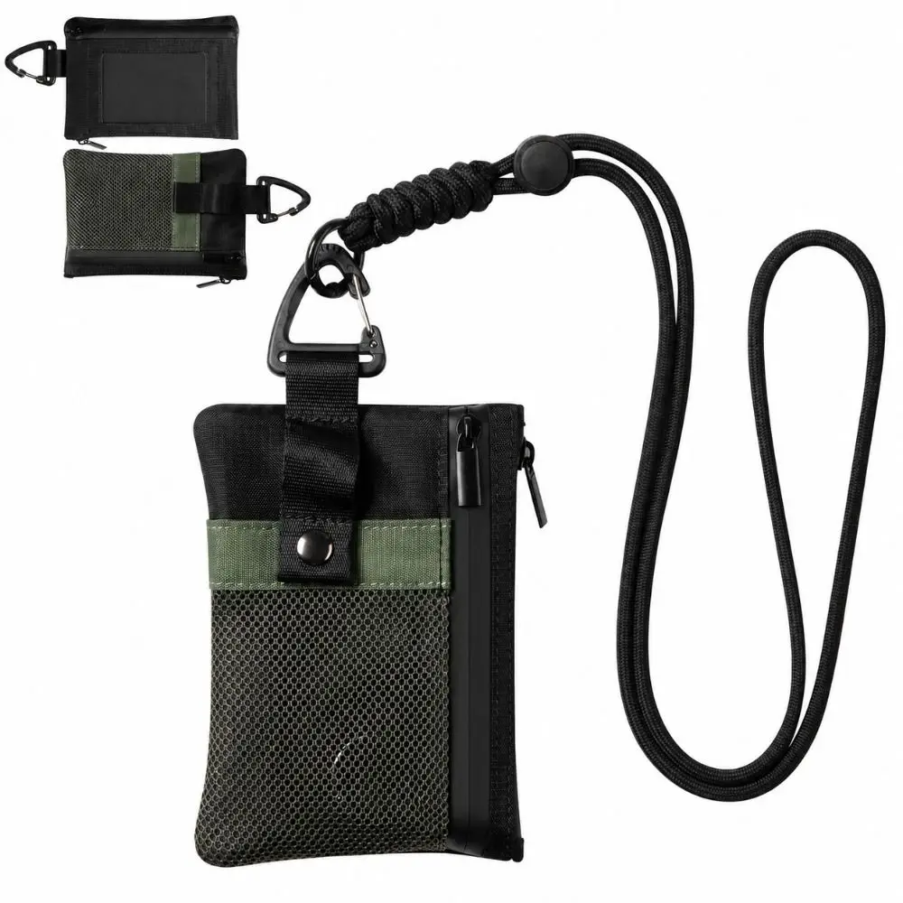 Multi Functional Nylon RFID Wallet RFID Blocking Waterproof Card Holder Lightweight Zipper Lanyard Wallet Gift Giving