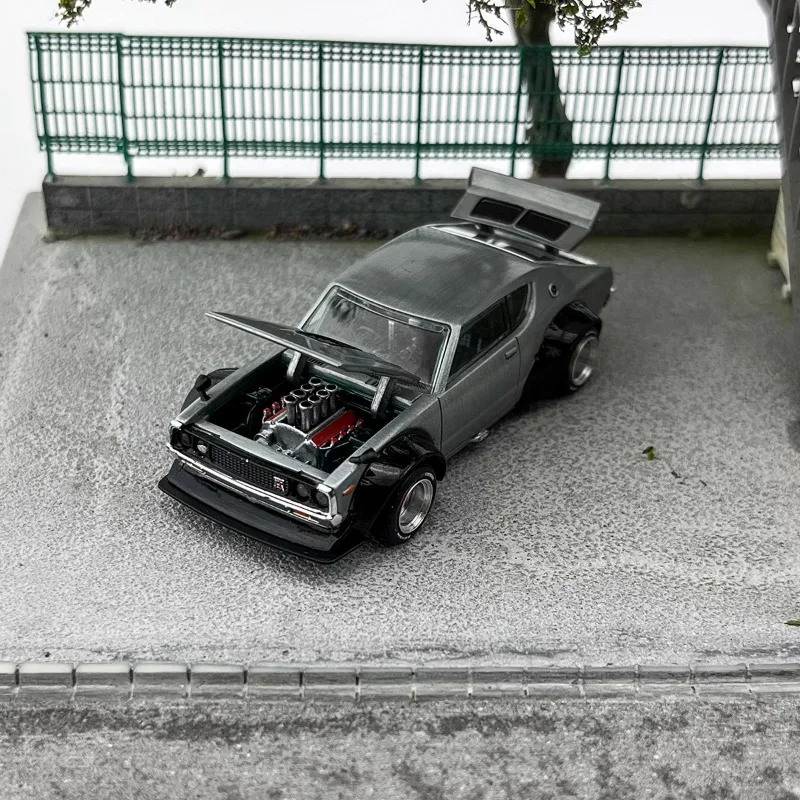 

1:64 SKYLINE GT-R KPGC110, версия с прозрачным лаком, литая под давлением модель автомобиля из сплава, коллекционное украшение, украшение для взрослых.