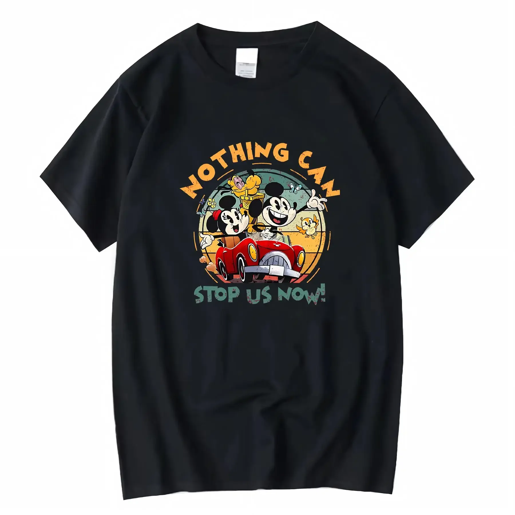 

Women's Mickey Friends T Shirt Stylish Black Pullover with Vibrant Cartoon Design Comfortable Fit Perfect for Casual vintage