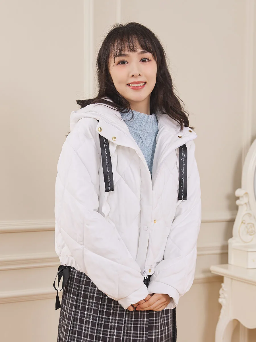 

Warm Faionable Diamond Patterned ort Cotton Jaet Women's Commute Sle IM443X0P by Axes Femme Winter Outerwear