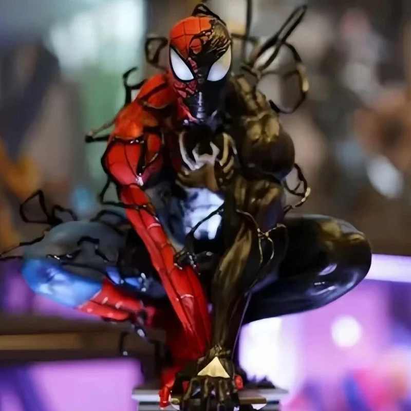 40cm Marvel Anime Figure Peripherals Symbiotic Spider Man Venom Plug In Luminous Desktop Decorat Collect Model Toy Birthday Gift