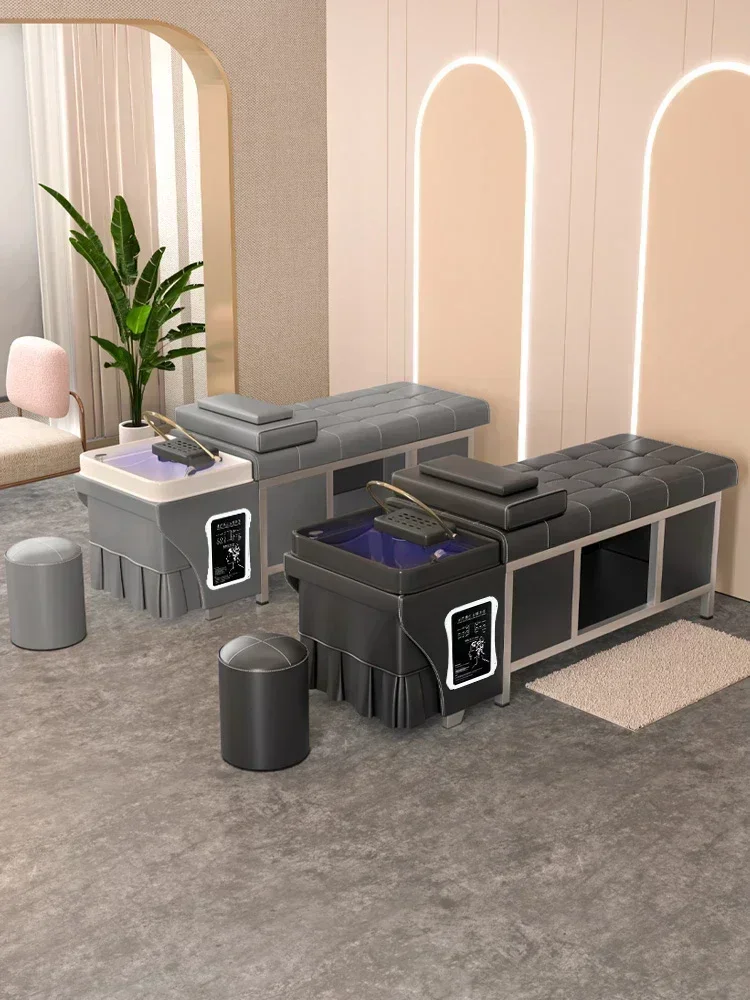 Stainless Steel Shampoo Bed with Intelligent Temperature Control - For Hair Salons & Barber Shops, Water Circulation Included