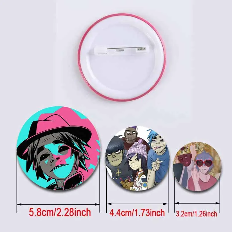 58mm Gorillaz Boat Music Icons Badge Tinplate Round Brooch on Backpack Hat Handmade Round Lapel Pins Jewelry Accessories Gifts