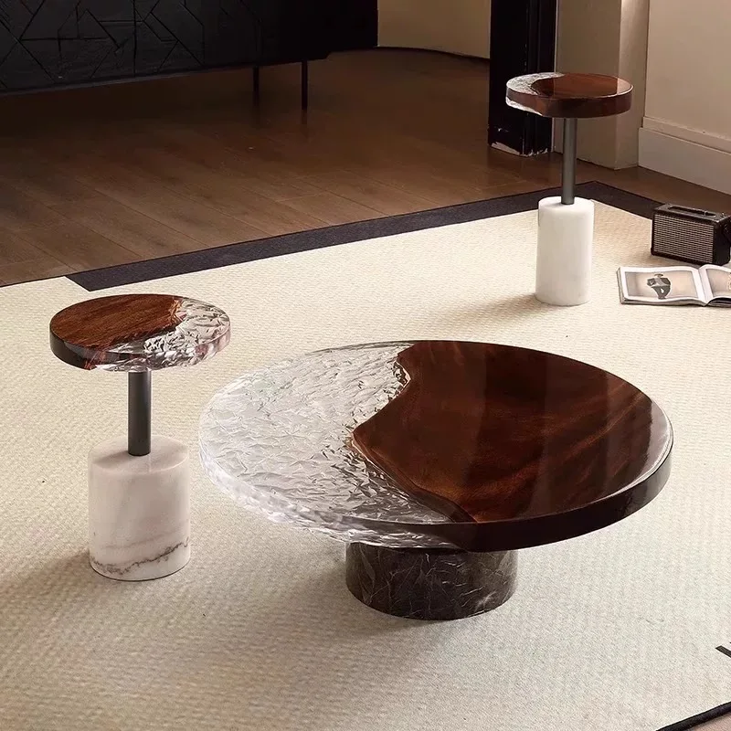 

xc-Latest Creative Designs Wood Coffee End Table High End Luxury Living Room Marble Base Round Cooffee Table for Home Furniture*
